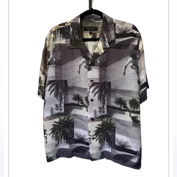 Rag & Bone Avery Print Camp Shirt Cali Skate Excellent Size XXL - Picture 9 of 9